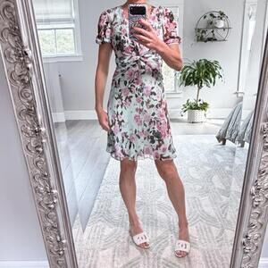 Diane von Furstenberg Floral Puff Sleeve Silk Dres Size 4